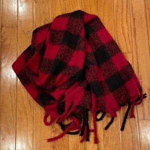 Red and Black Plaid blanket Scarf